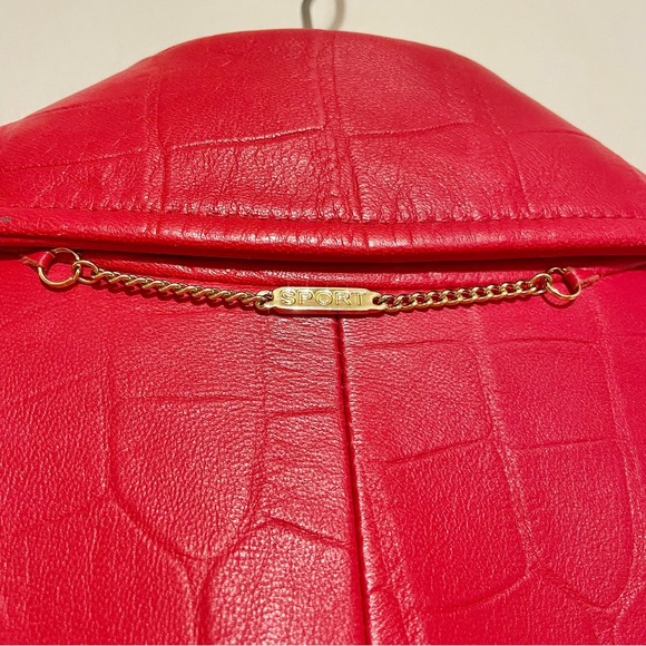 St. John Sport by Marie Gray Red Leather Jacket, Sz M - Picture 8 of 15